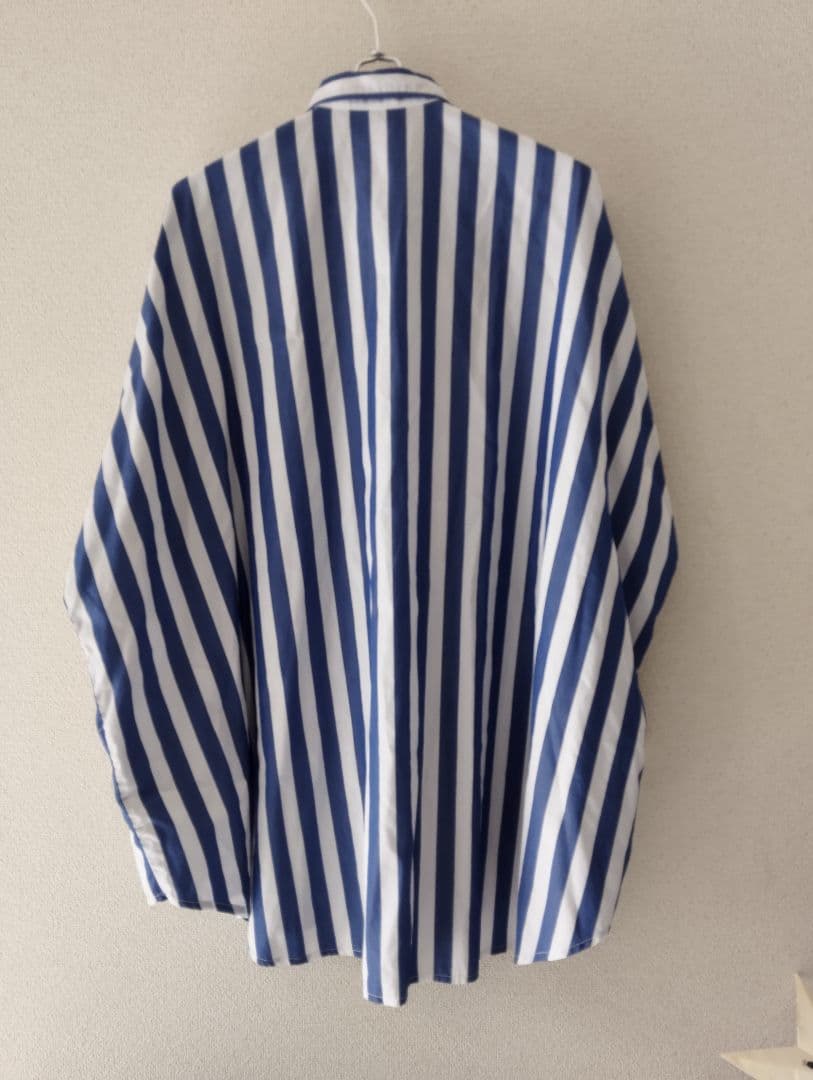 ミズイロインド ストライプワイドシャツ　長袖　オーバーサイズ