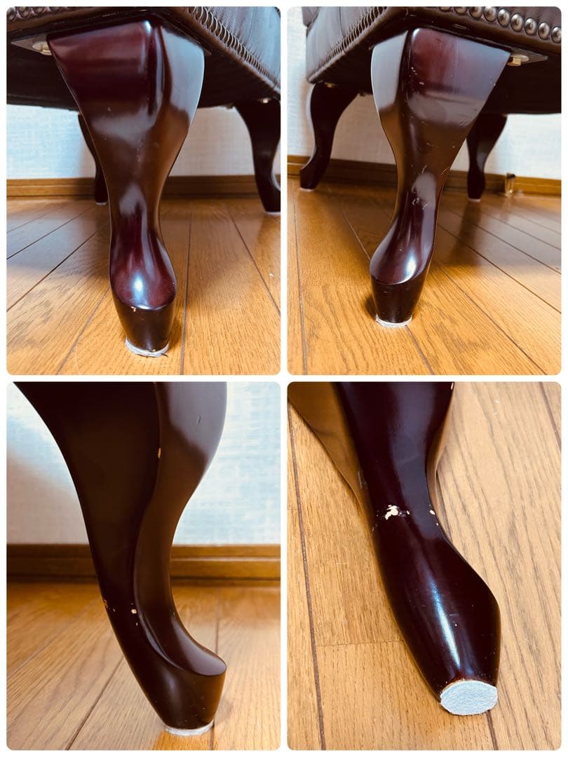 【美品】チェスターフィールド オットマン スツール 猫脚 鋲打ち ヴィンテージ