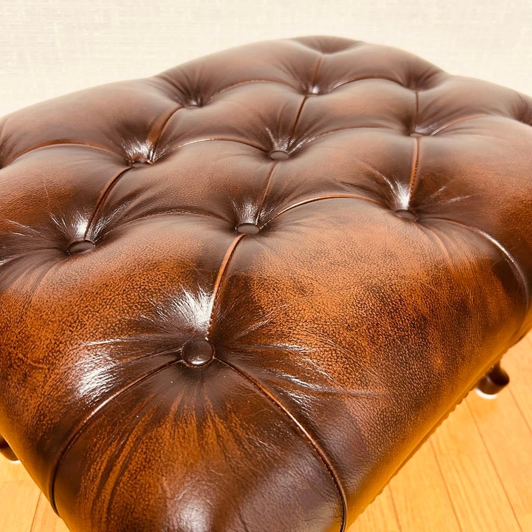 【美品】チェスターフィールド オットマン スツール 猫脚 鋲打ち ヴィンテージ