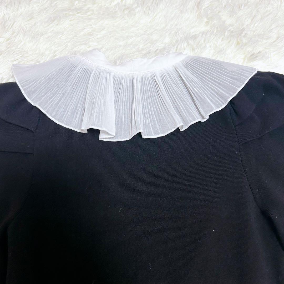 美品✨SNIDEL スナイデル プリーツカラーニットワンピース　ブラック