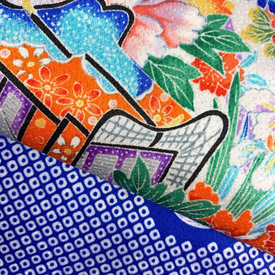 603agu1□七五三 三歳 女の子 着物＆被布 御所車に花□状態良好