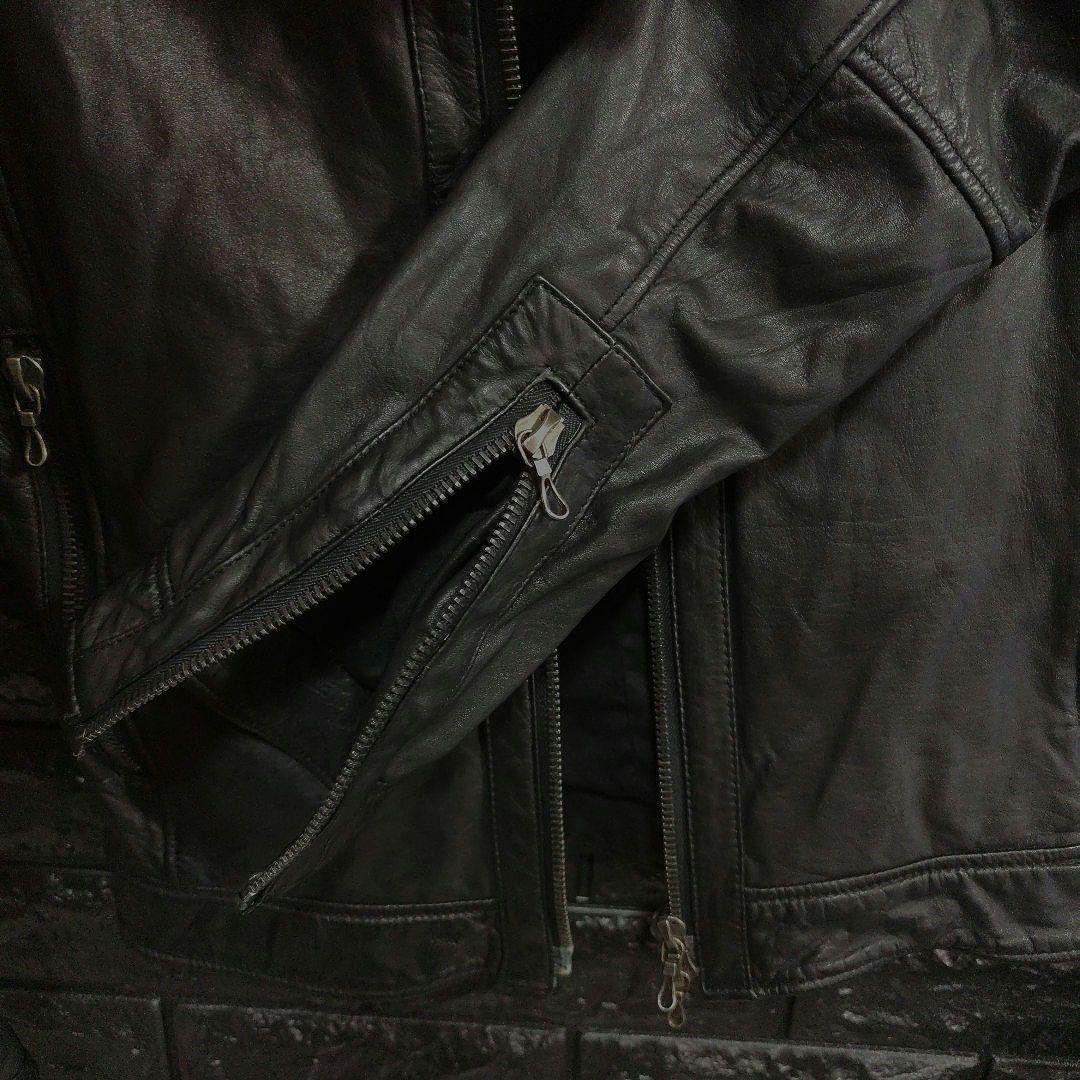 美品　SHELLAC　ブラック　リアルレザーシングルライダースジャケット