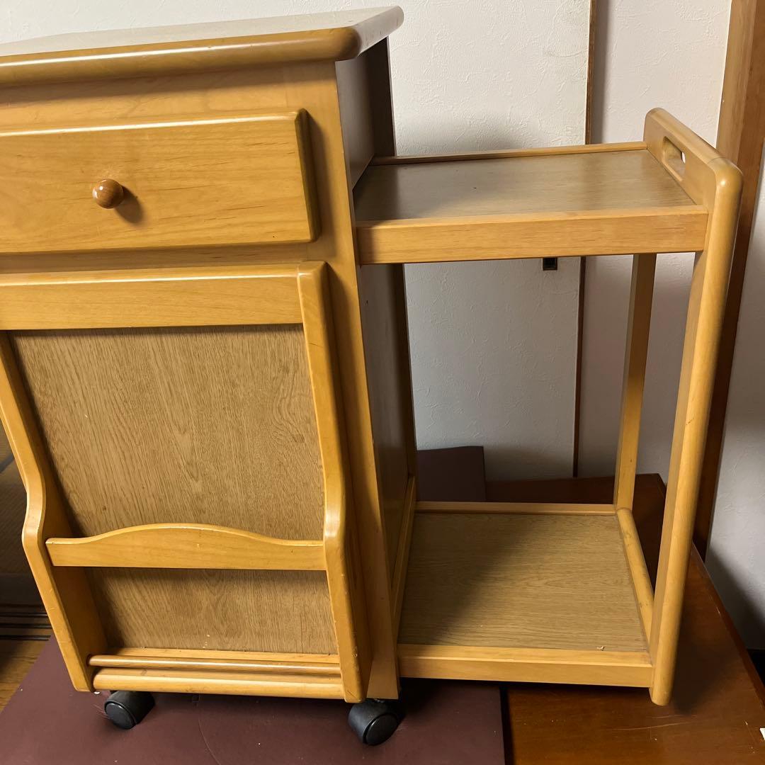 ナチュラルウッド キッチンワゴン 引き出し付き