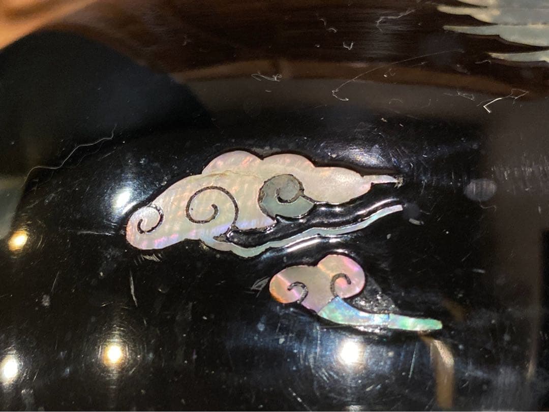 螺鈿 花瓶 フラワーベース インテリア アンティーク 鶴