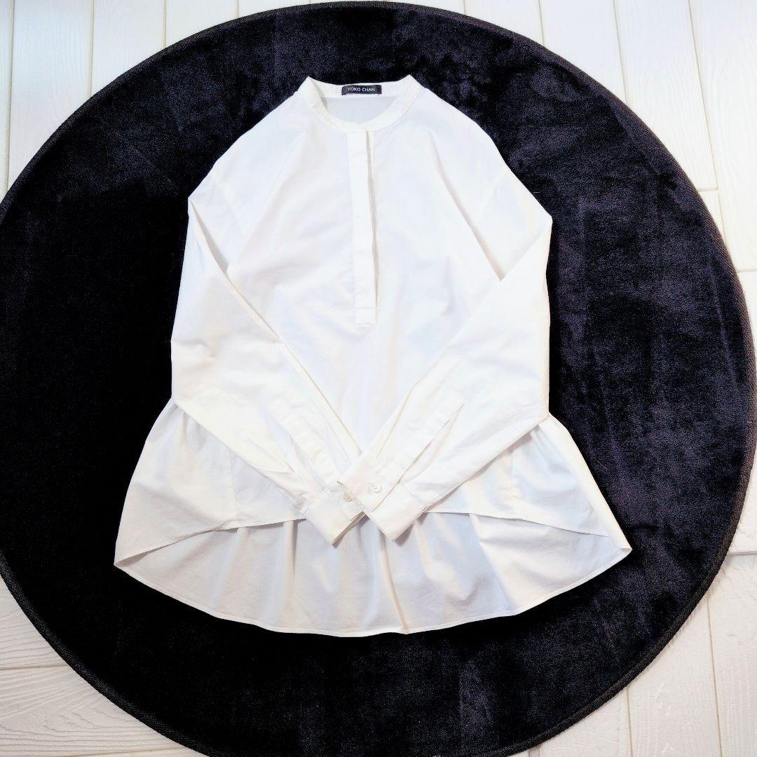 YOKOCHAN ヨーコチャン 長袖ブラウス チュニック フリル オフ白 綿M