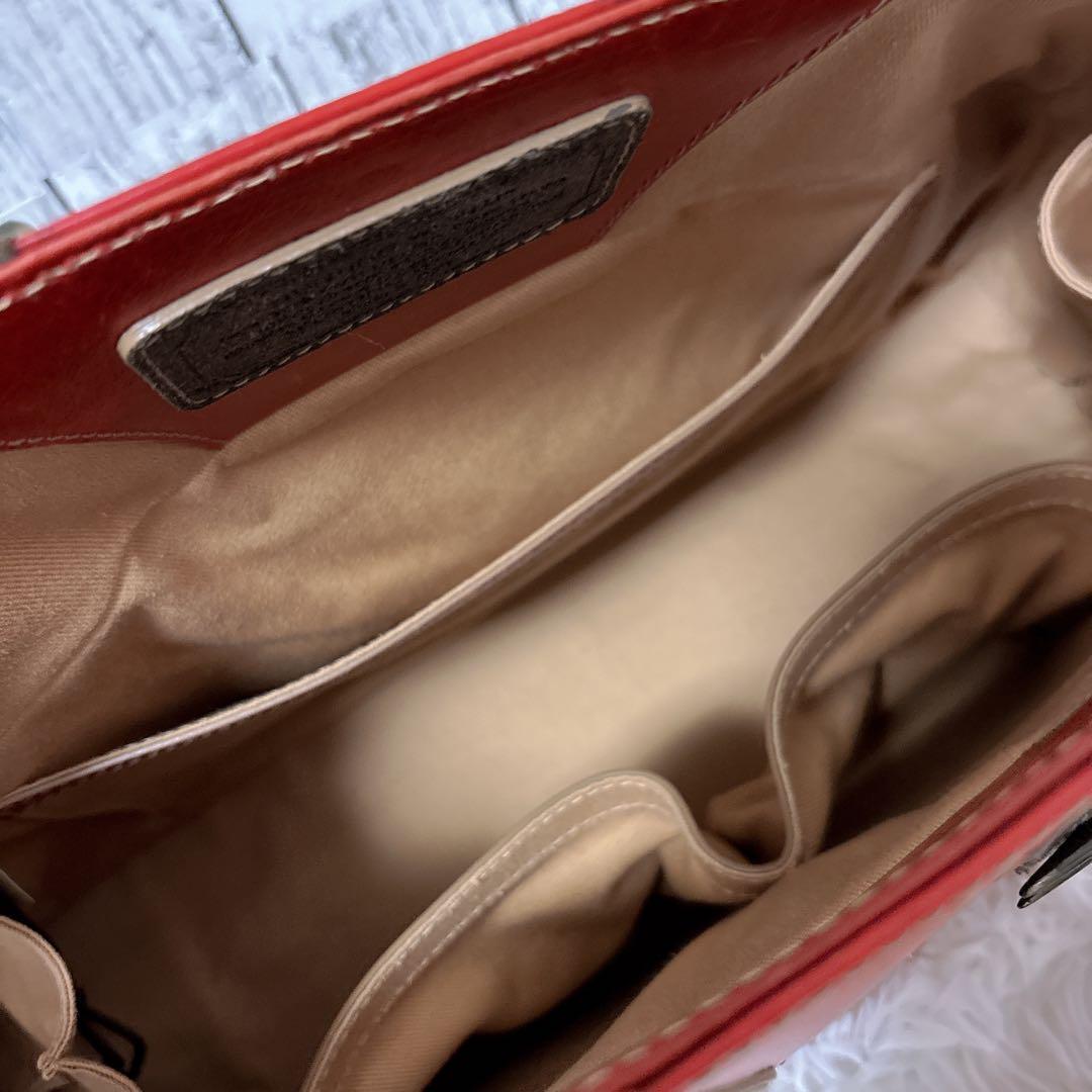 美品 ハンティングワールド ハンドバッグ ボストン レザー エンボ 赤 y2k