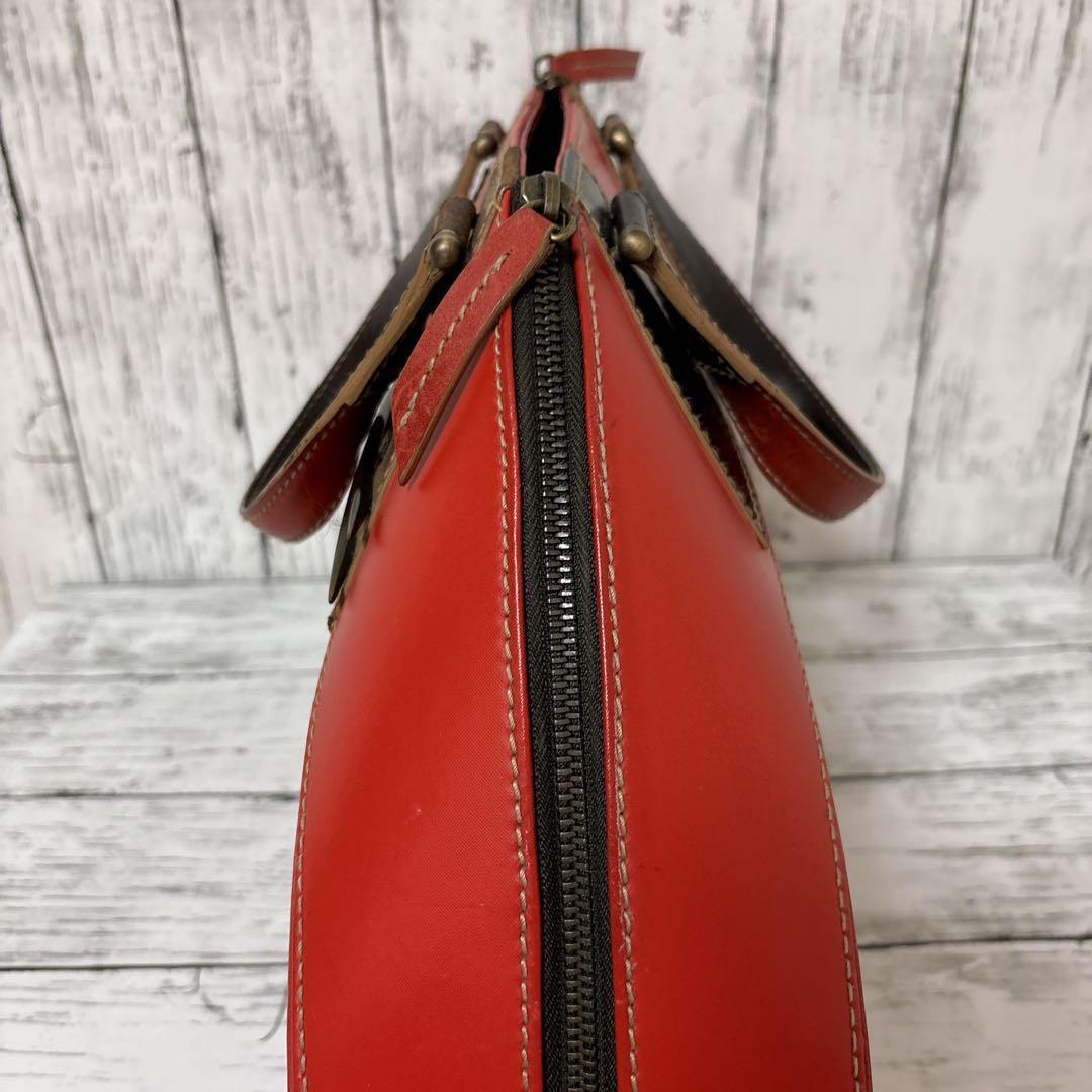 美品 ハンティングワールド ハンドバッグ ボストン レザー エンボ 赤 y2k
