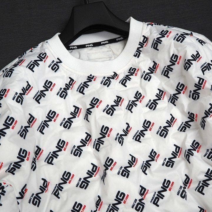 新品 ピン ゴルフ 中綿 半袖 ブルゾン ストレッチ 総柄 スニード L