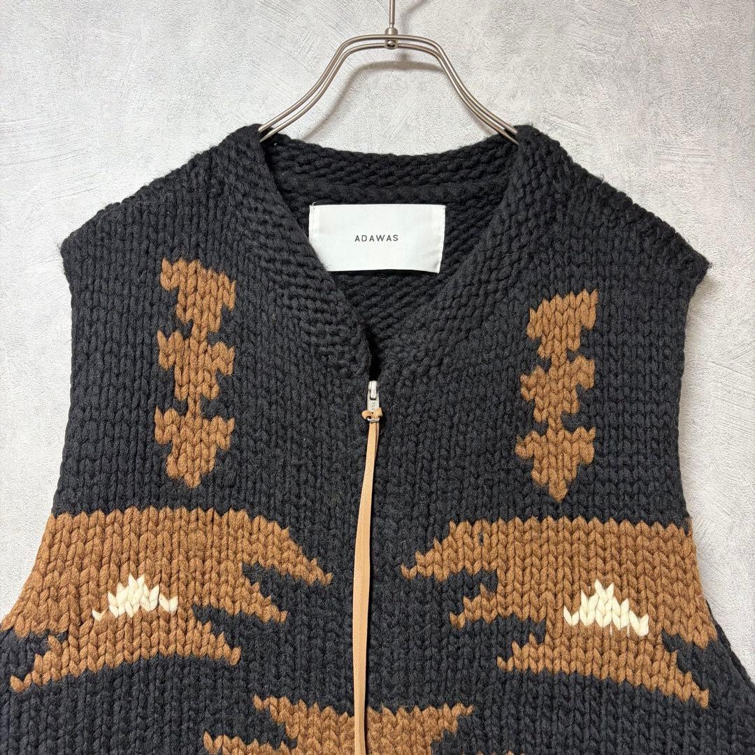 ADAWAS アダワス カウチン ダブル ジップ ベスト ウール 100%