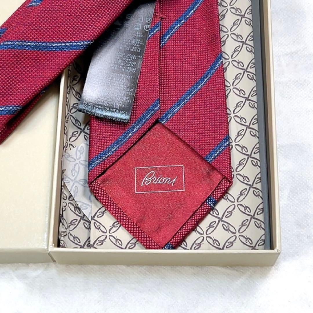 【新品】Brioni ブリオーニ ネクタイ ストライプ シルク100% レッド