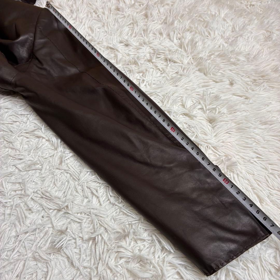 レザーシングルブレストジャケット ダークブラウン　テーラードジャケット　ラムレザ