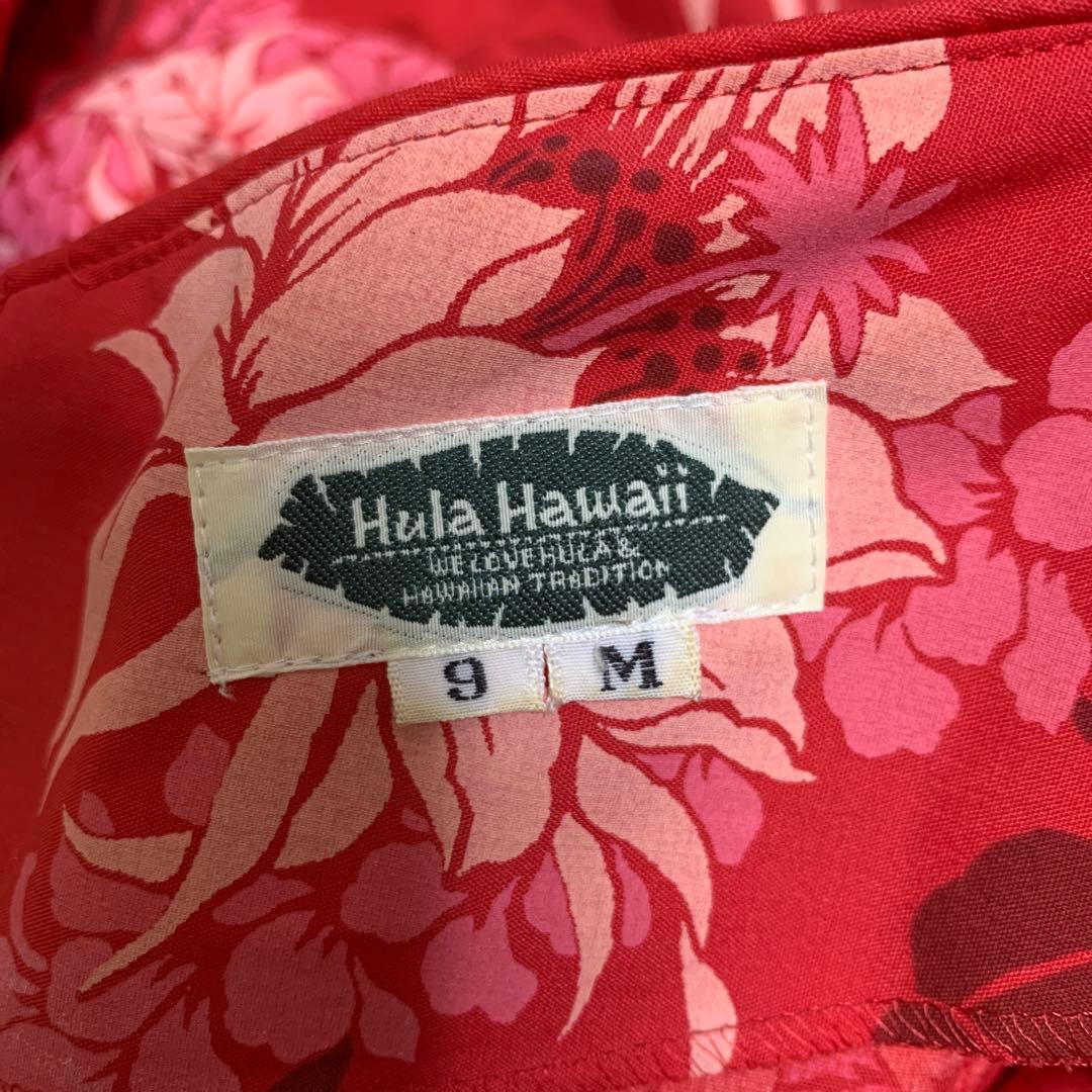 【セキノレーシングスポーツ】日本製　フラダンス衣装　赤系　ドレス　ムームー　M