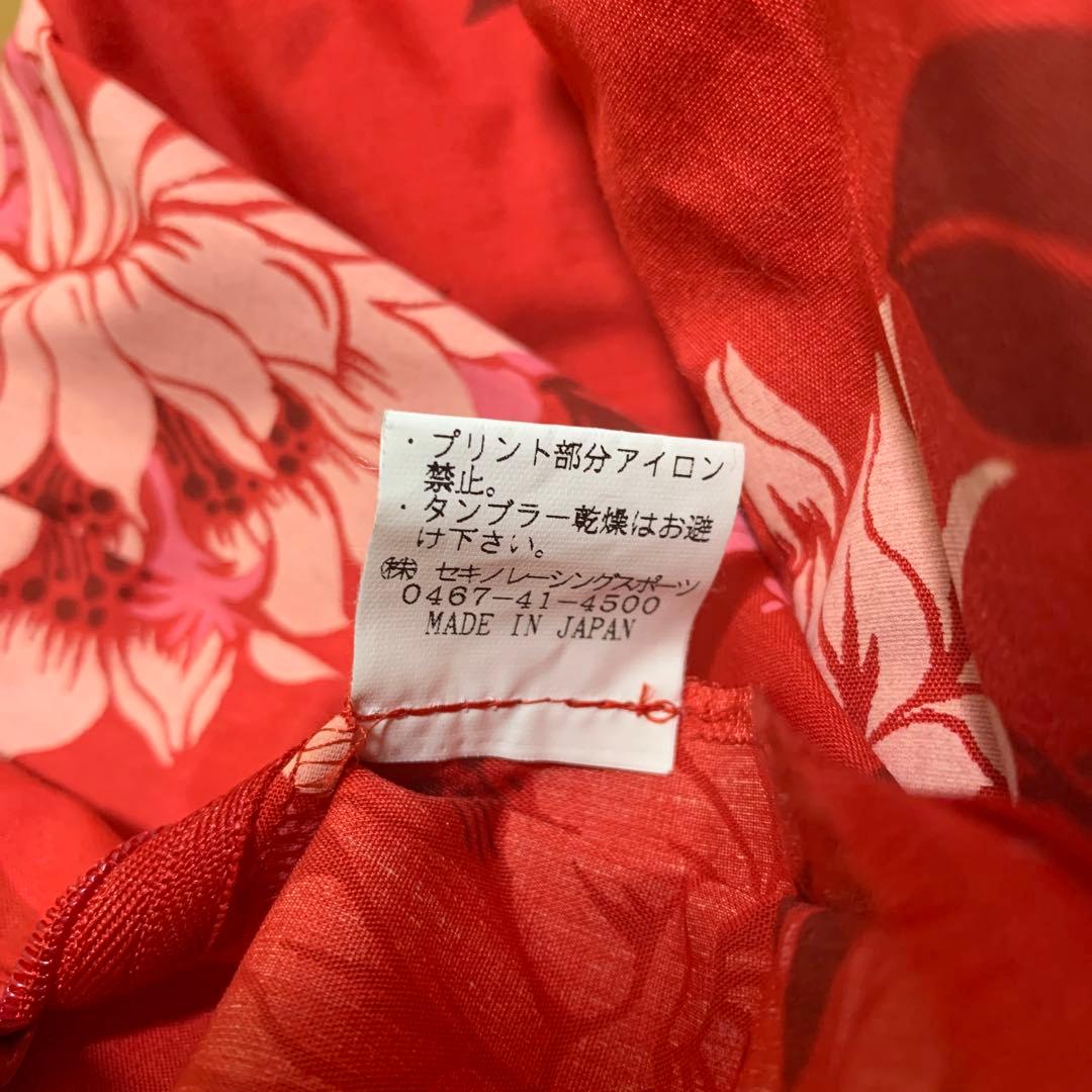 【セキノレーシングスポーツ】日本製　フラダンス衣装　赤系　ドレス　ムームー　M