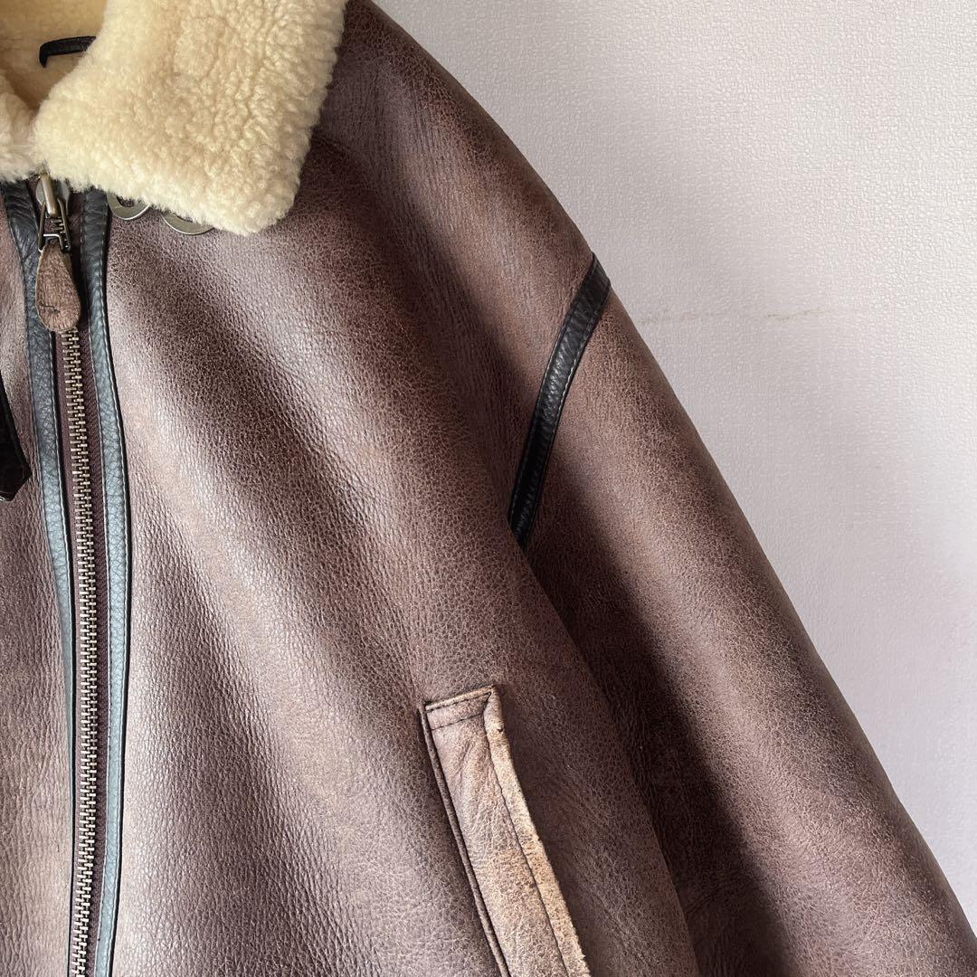 フライトジャケット B3 ボア 羊革 シープスキン ムートンジャケット サイズL