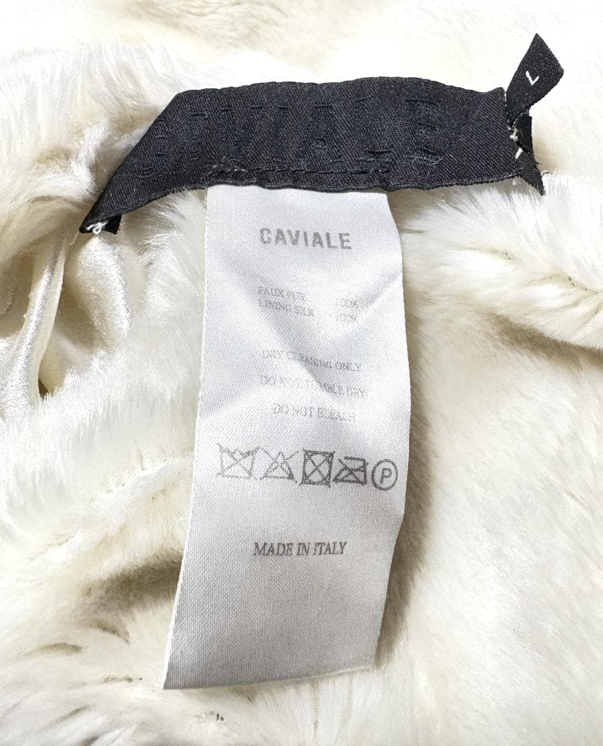伊製 CAVIALE カビアーレ L リバーシブルジップファーパーカー シルク