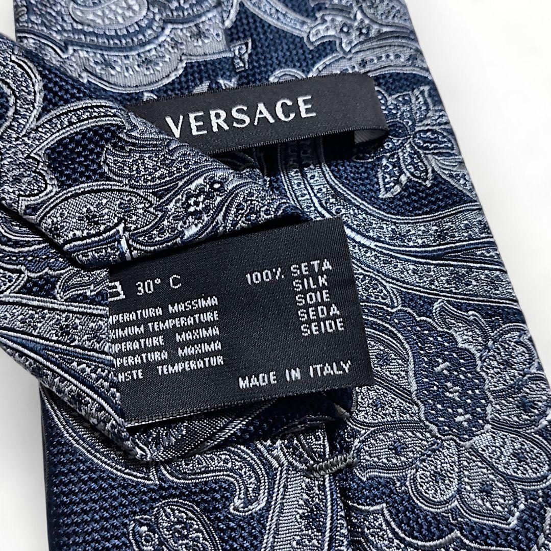 ✨美品✨VERSACE　ヴェルサーチ　ネクタイ　ペイズリー柄　ネイビー　シルク