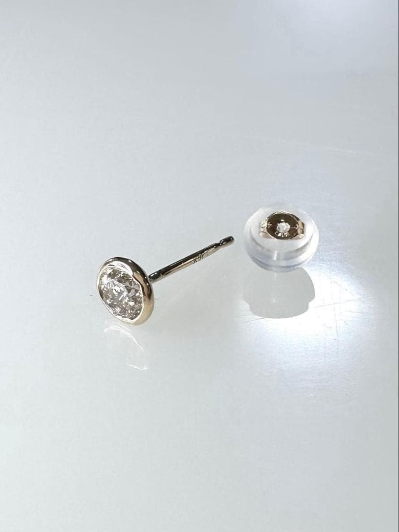 K18 天然ダイヤモンド片耳ピアス 0.25ct ほんのりブラウン