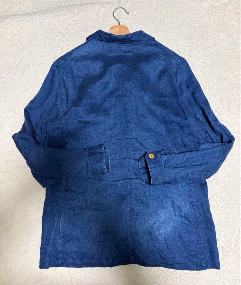 haversack インディゴ染め　リネンジャケット　ダブルジャケット　麻　M