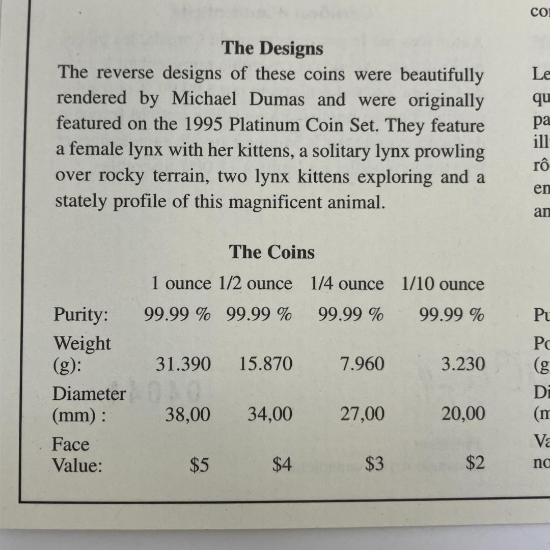 カナダ王立造幣局発行 Lynx ファインシルバー4枚セット 2005年