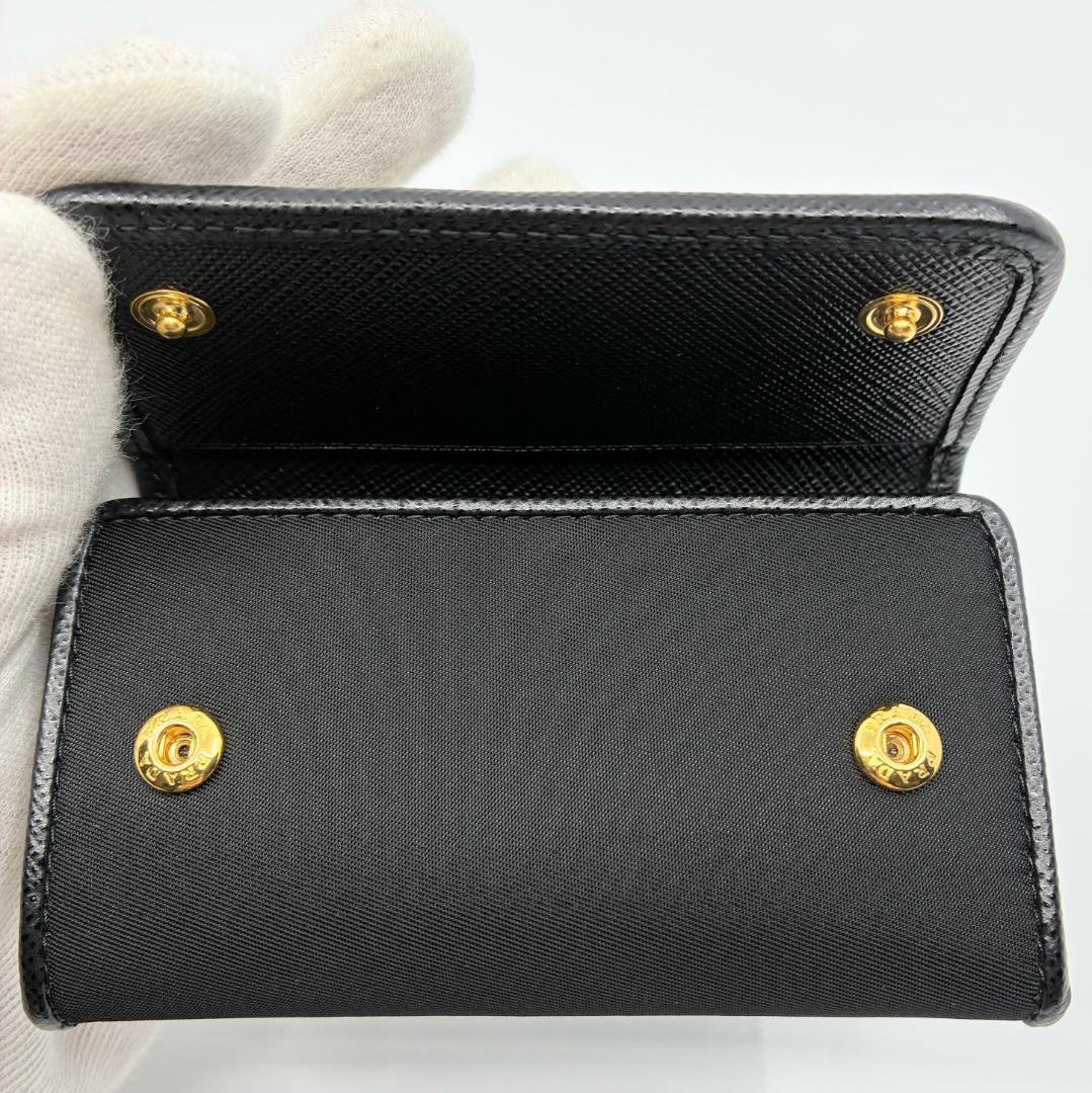 PRADA プラダ レザー×キャンバス 6連キーケース 黒 A1361A1
