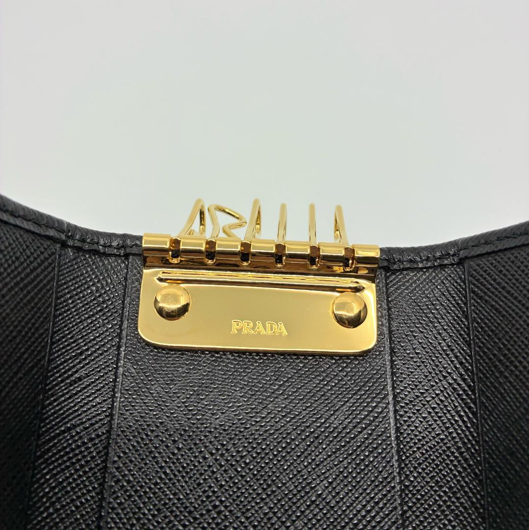 PRADA プラダ レザー×キャンバス 6連キーケース 黒 A1361A1