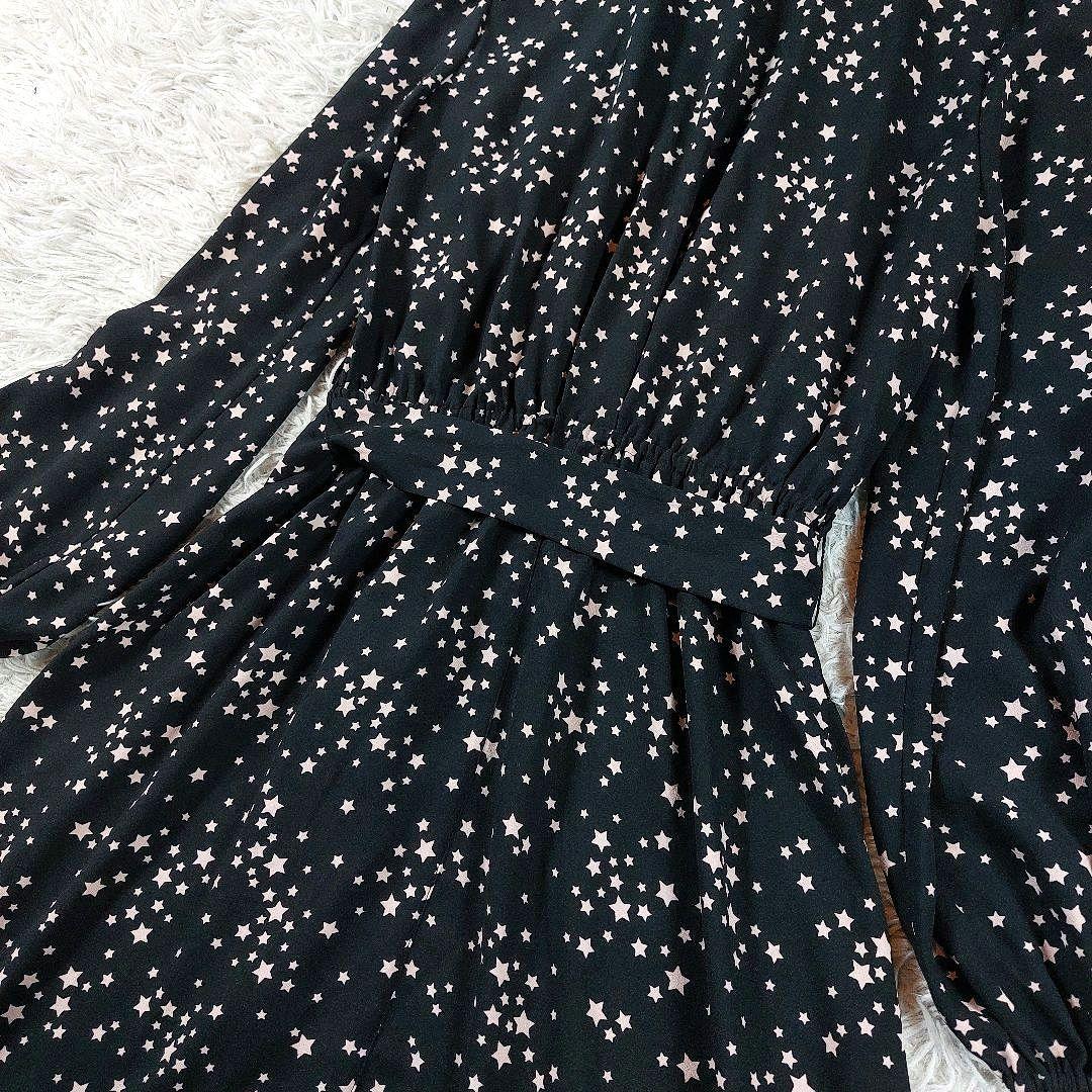 極美品 ケイトスペードニューヨーク 星 スター 総柄 ベルト ギャザーワンピース