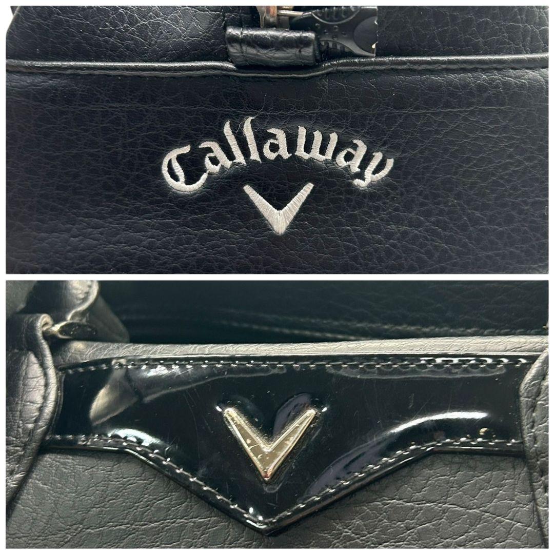 美品　キャロウェイ　ハンドバッグ　2way　黒　レザー　自立　ワンショルダー　x