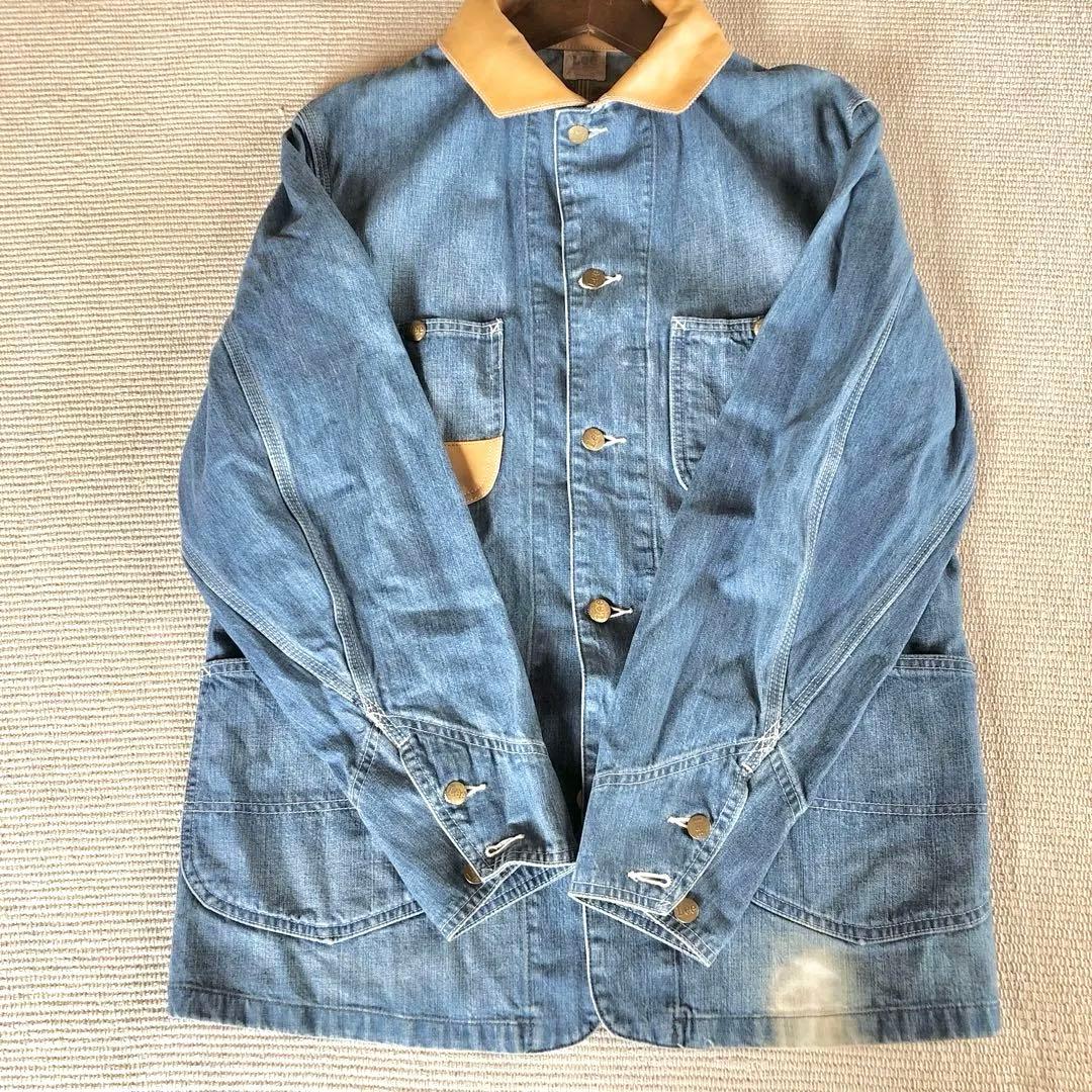 lee 91-j カバーオール デニム LM5412 レザー襟 リメイク