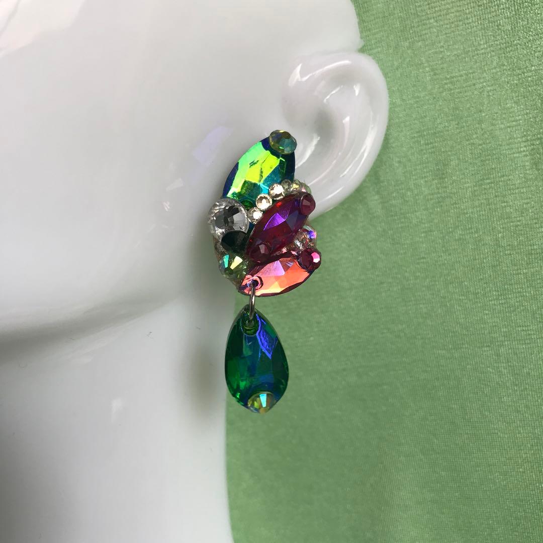 紫✖️シャンパンのピアス　ミントのピアス＆ネックレス　社交ダンス☆ベリーダンス