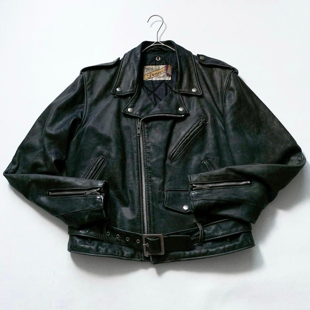 【USA製】Schott 618 ダブルライダース ジャケット 40 ブラック