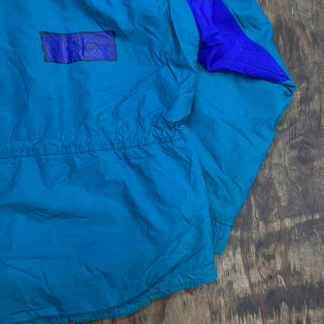 90s VISION ナイロンウォームアップジャケット ブルー VINTAGE