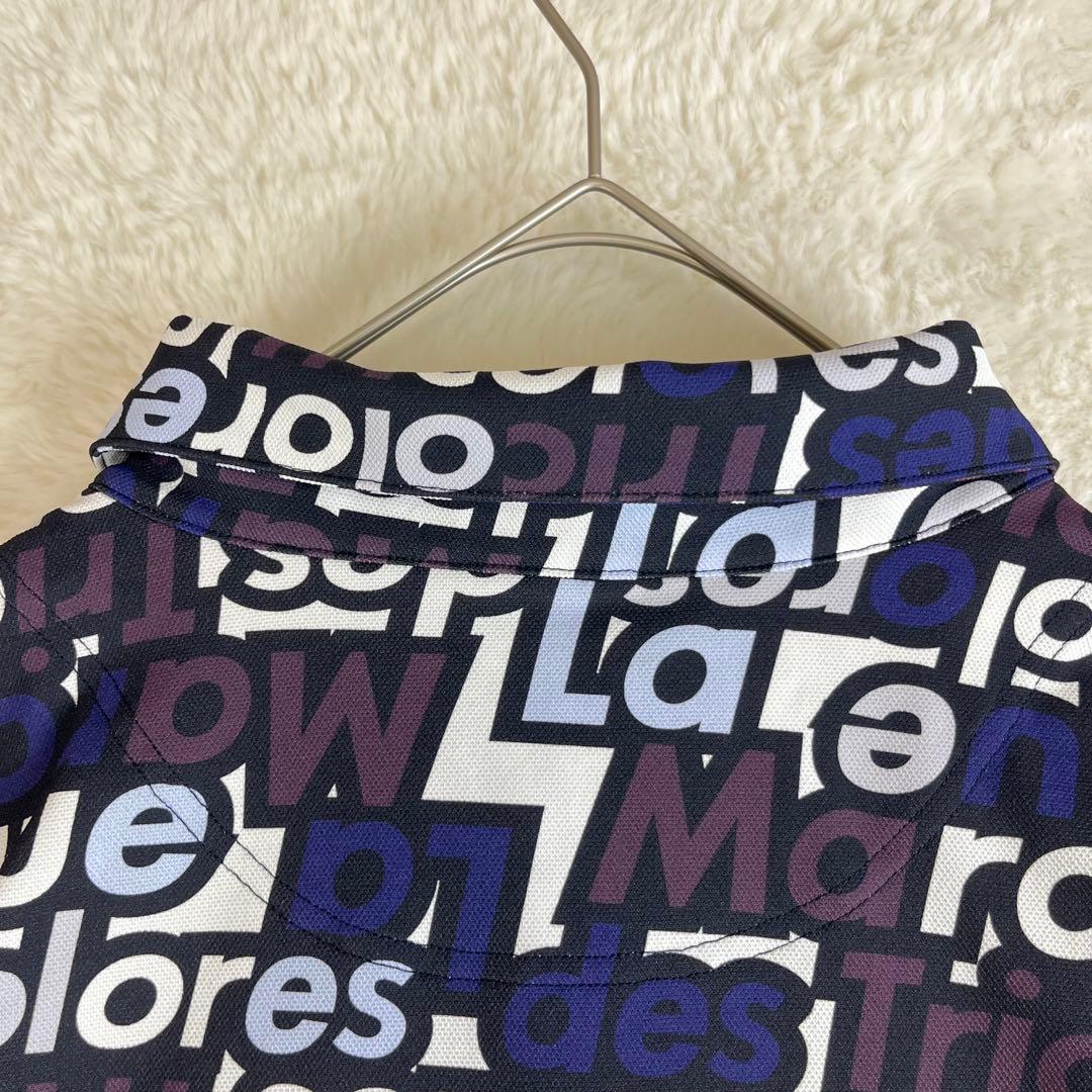 【美品】ルコックスポルティフゴルフ 吸汗速乾 ストレッチ 総柄 ポロシャツ 5L