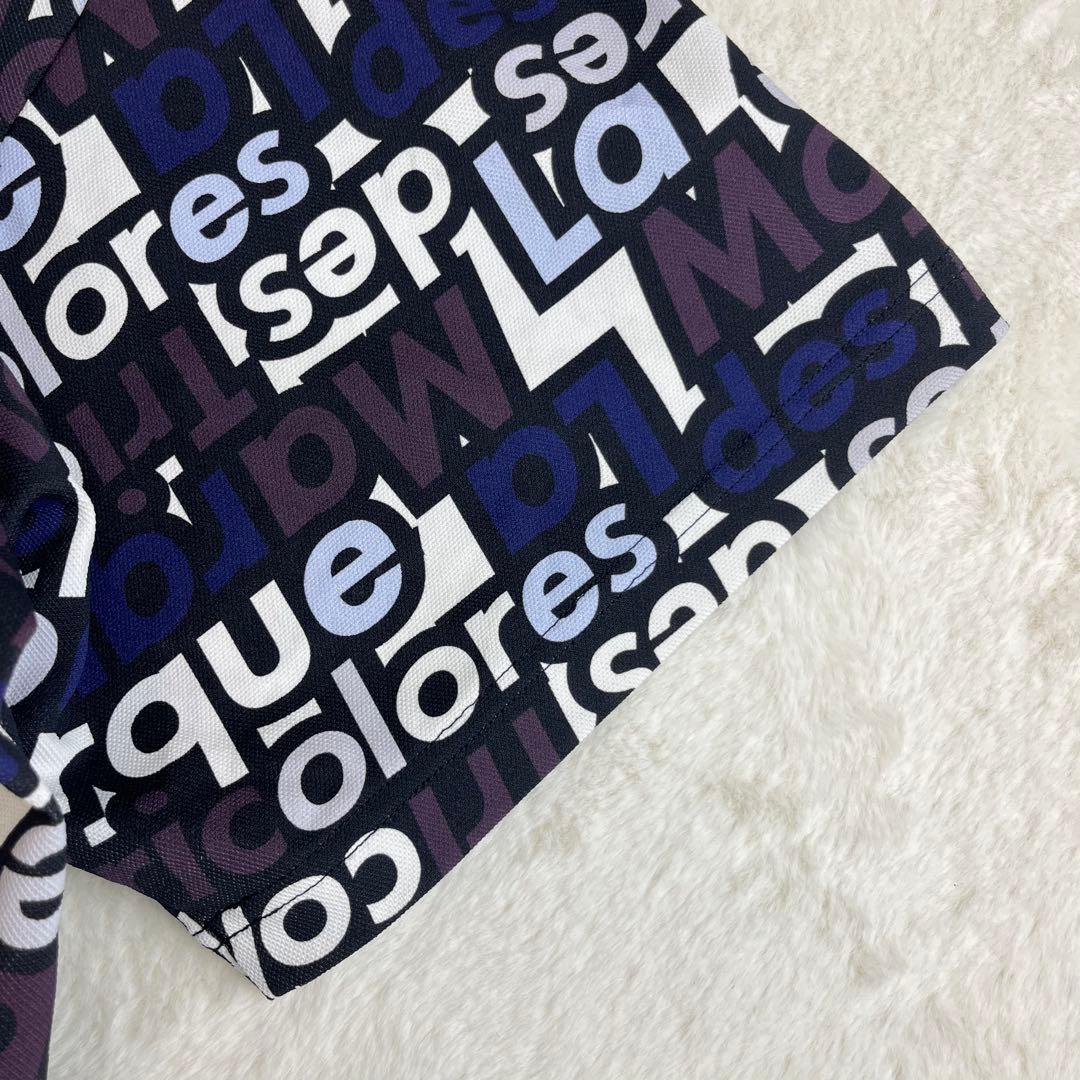 【美品】ルコックスポルティフゴルフ 吸汗速乾 ストレッチ 総柄 ポロシャツ 5L
