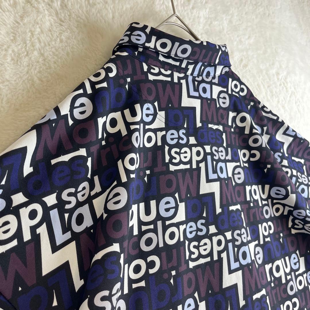 【美品】ルコックスポルティフゴルフ 吸汗速乾 ストレッチ 総柄 ポロシャツ 5L