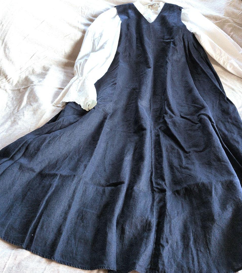 美品♪かぐれ　リネン　ワンピース　Aライン　ロング　マキシ　フリーサイズ