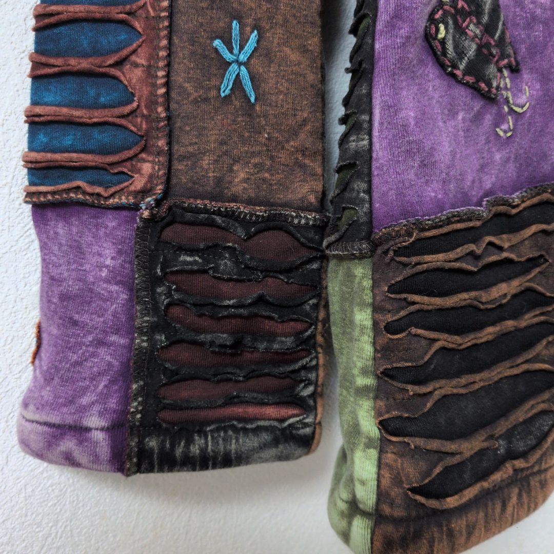 エスニック ネパール 裏起毛 パーカー パッチワーク フード付き