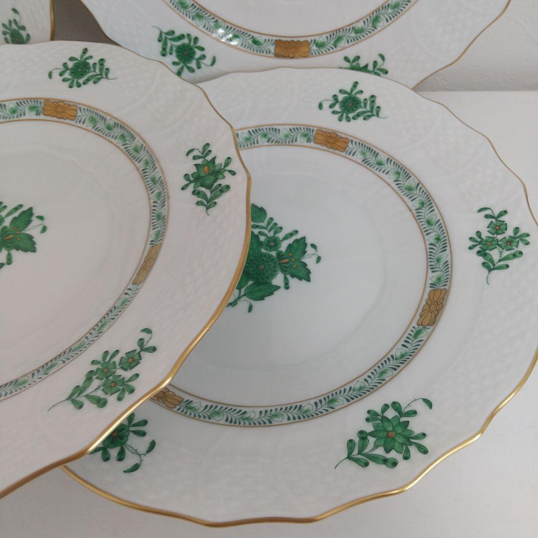 【美品】HEREND ヘレンド　アポニーグリーン　プレート　19cm　1枚