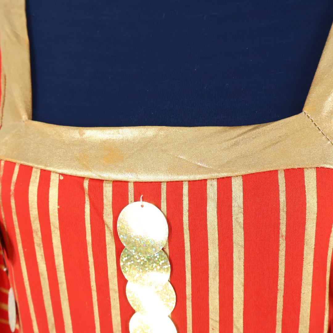 【ベリーダンス用衣装】レッド×ゴールド スパンコールラメ 豪華 バラディドレス