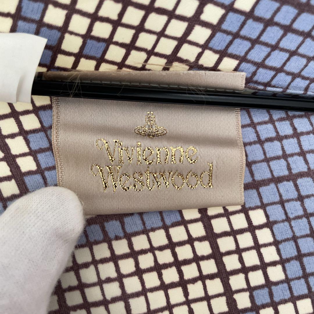 【美品】Vivienne Westwood 長傘　幾何学模様　総柄　ブルー