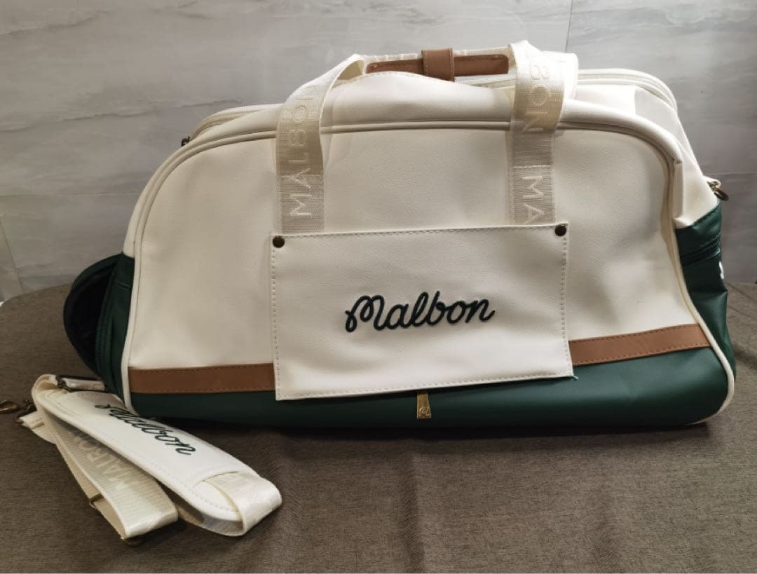 Malbon ゴルフバッグ 大容量 ホワイト×グリーン ☘️ ラウンド必携