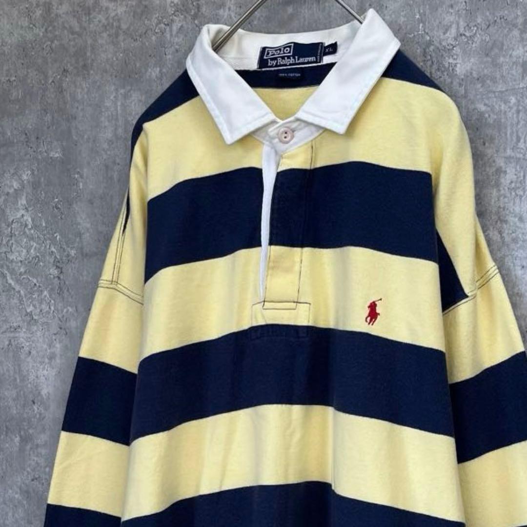 【オーバーサイズ】ポロ ラルフローレン ボーダー 長袖 ラガーシャツ 古着