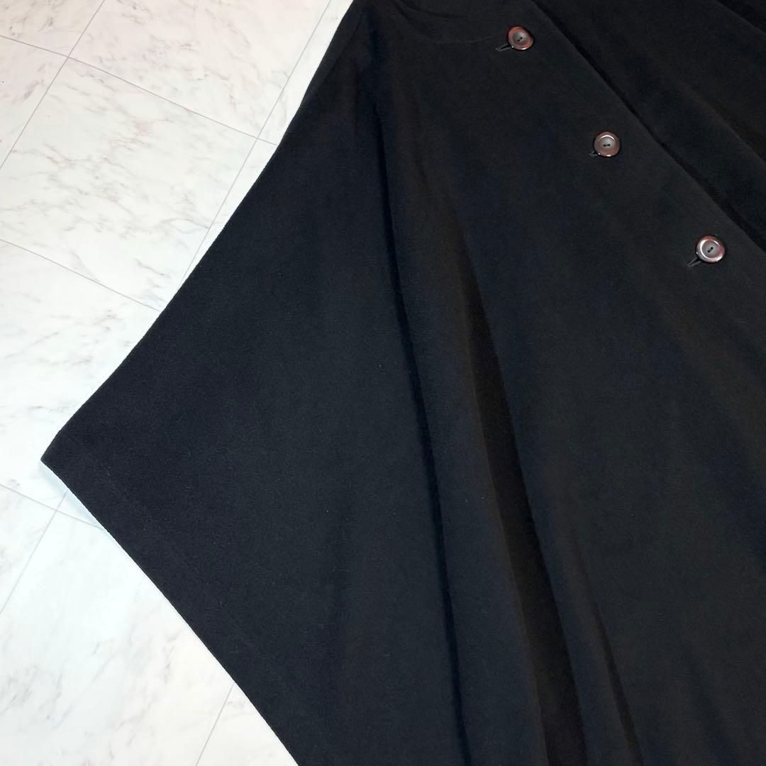 アクアスキュータム 黒 ポンチョ ケープ マントコート ロングコート