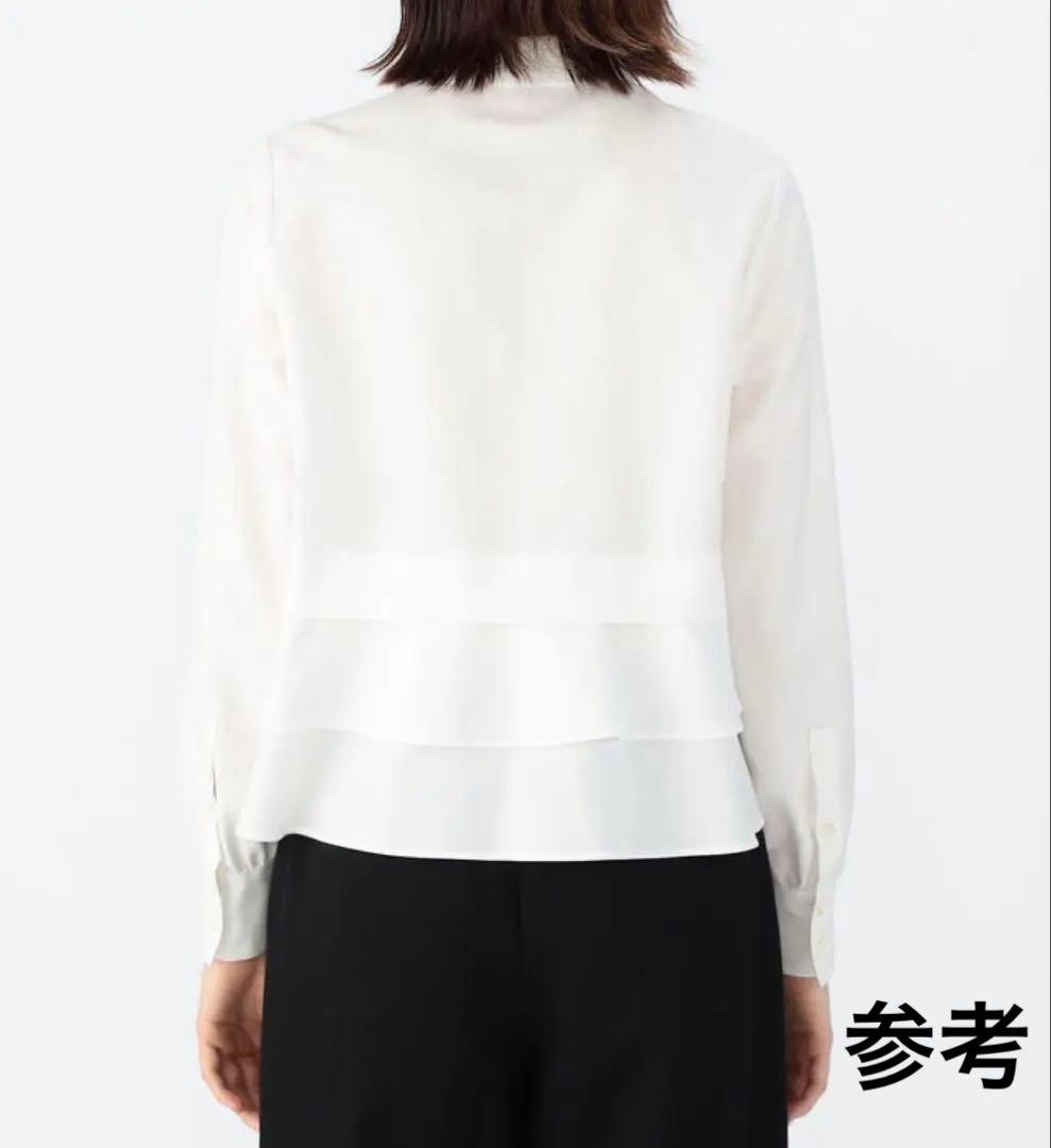 CABaNタイプライターダブルクロス アシンメトリックフリルロングスリーブシャツ