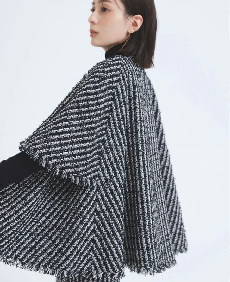 【美品】anuansツイードケープコート