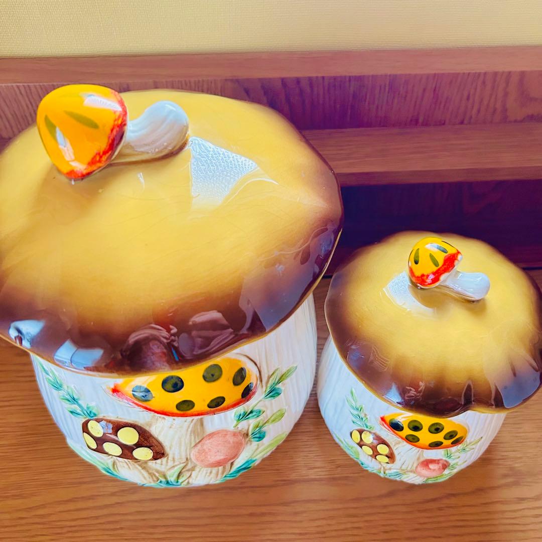 【SEARS】シアーズ きのこキャニスター セット　ヴィンテージ 陶器　70年代