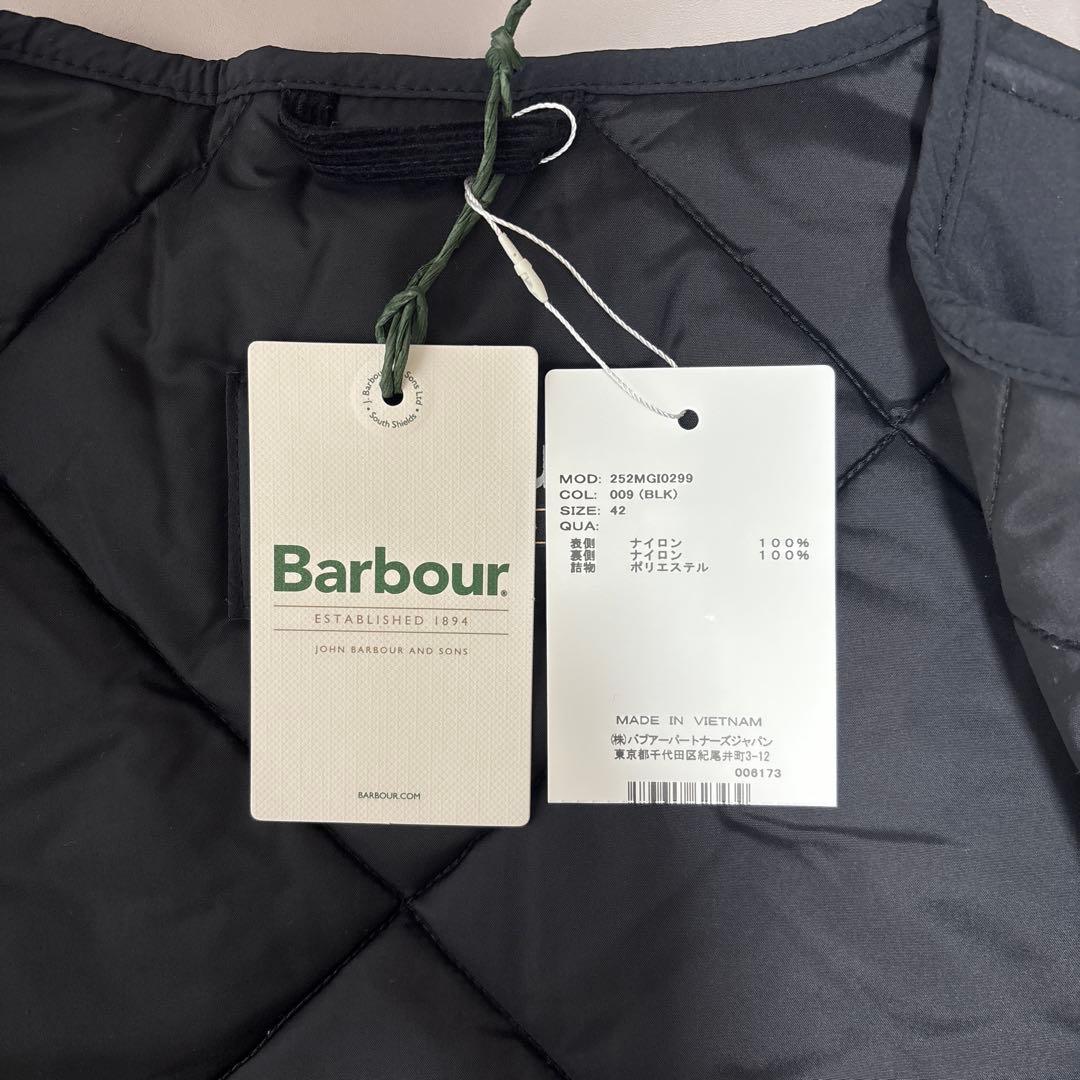 Barbour ブラック キルティングベスト 42