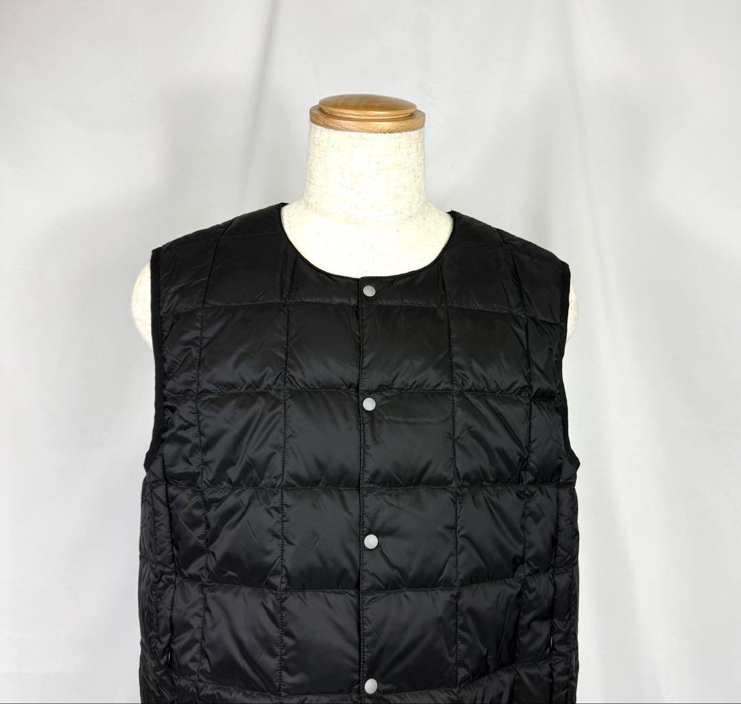 タイオンTAIONインナーダウンベストクルーネックボタン黒 TAION-004