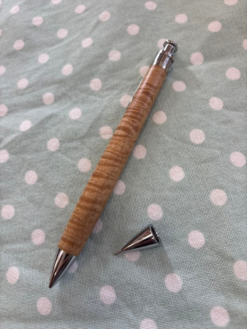 美品 工房楔 楓 ちぢみ杢 0.5 シャープペンシル 固定式口金付き