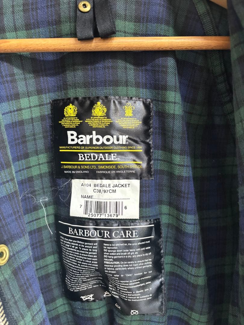 【処分価格】Barbour BEDALE 　38ブラック　裏地ブラックウォッチ
