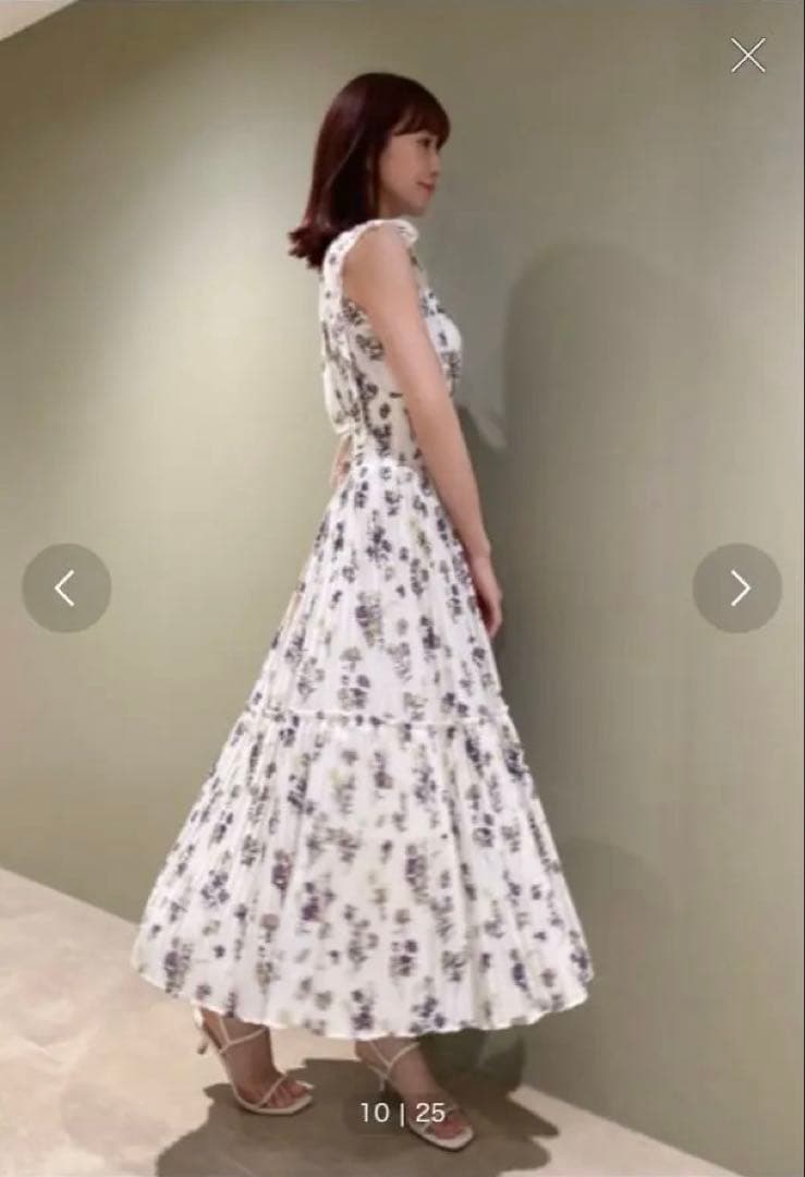 SNIDEL Sustainableバイカラープリーツワンピース　ホワイト　0